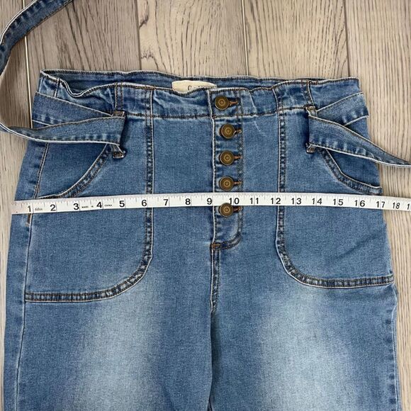 Chelsea & Violet Size 28 High Waist Paper Bag Belted Taper Leg Stretch Mom Jeans - Picture 14 of 14
